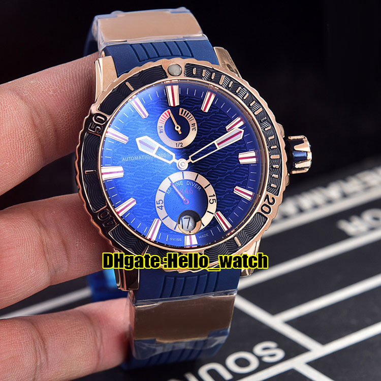 

New Maxi Marine Diver Chronometer Artemis 266-10-3/93 Blue Texture Dial Automatic Power Reserve Mens Watch Rose Gold Rubber Strap Watches, U-a50a (2)