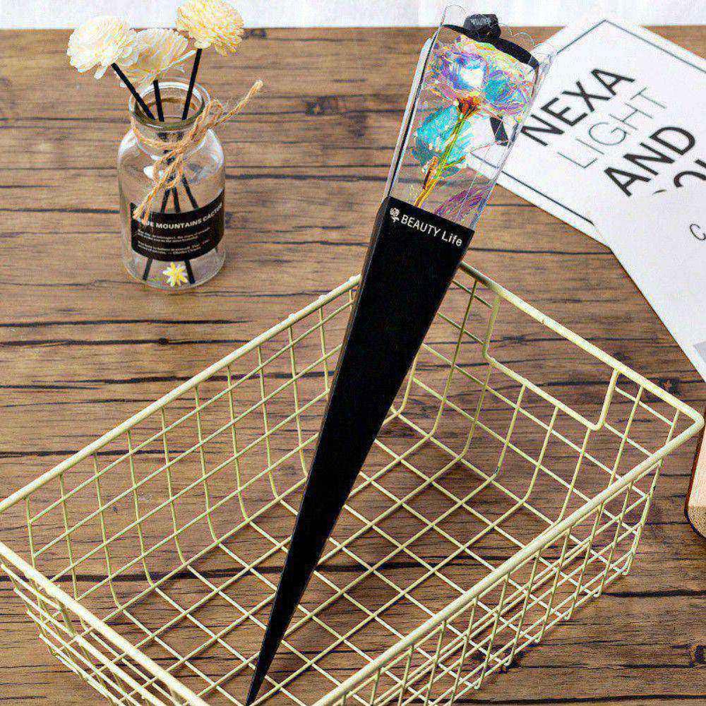 

Luminous Color Gold Rose Torch Box Gold Foil Rose Flowers Bouquet Romantic Christmas Valentine's Day Gift For Women, Black