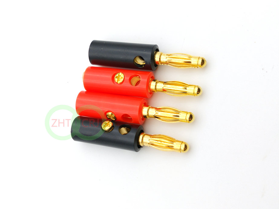 

100pcs High quality 4mm Banana Plug Gold Plated Red + Black Lenth 40mm