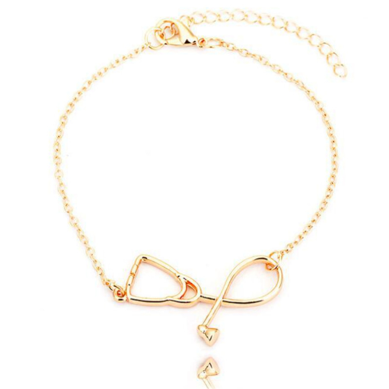 8 Silvertone Stethoscope Aunt You Are Loved Circle Bracelet