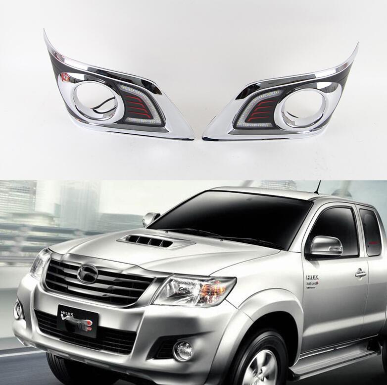 

2Pcs DRL Daytime Running Light car styling Fog Lamp 12V For TOYOTA HILUX VIGO CHAMP 2012 2013 2014