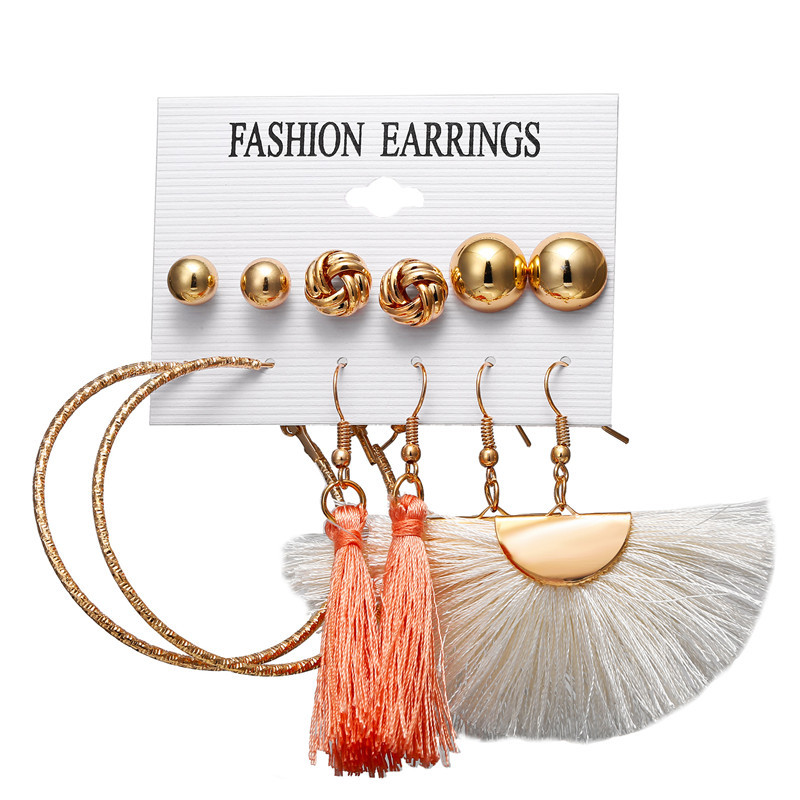 

Long Tassel Stud Dangle Earring Set For Women Girl Bohemian Flower Heart Female Fashion Fringe Earrings Jewelry Mix Designs HZ