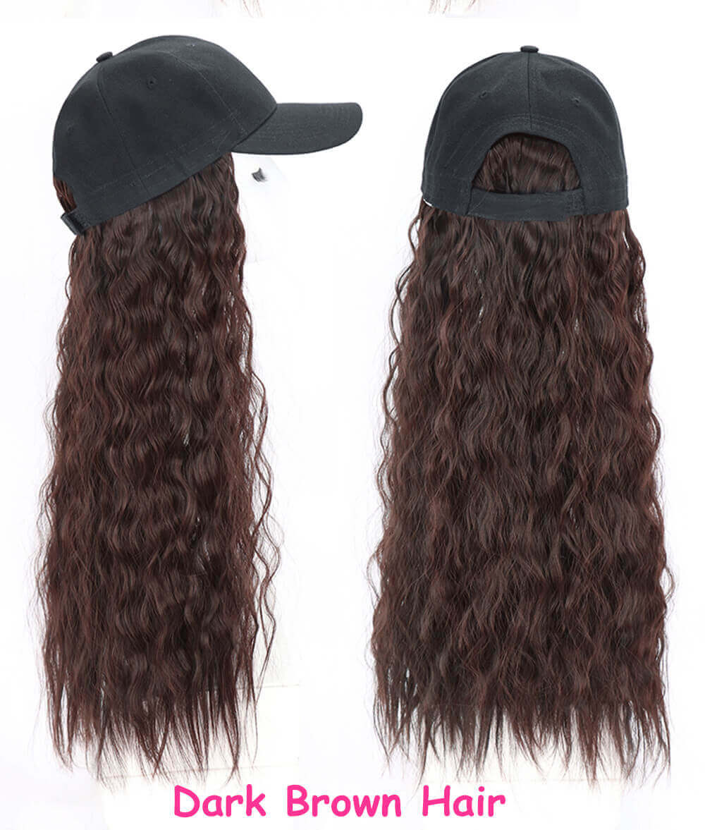 

All-in-one marley hat cap wigs Knitted wool Berets hat kinky curly hair Adjustable Women Hats new design fashion Wavy synthetic Black hair, Samw with picture