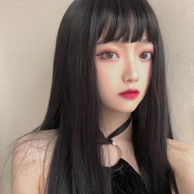 

AILIADE Wigs With Bangs Black Straight 68CM Long Synthetic Fake Hair For Woman Heat Resistant Wigs Cosplay Party Lolita JK Daily, T1b/613