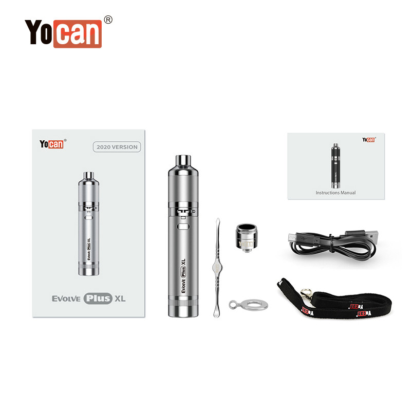 

100% Original Yocan Evolve Plus XL Starter Kits Wax Vaporizer 1400mAh Battery Dab Pen With Silicon Jar Quad Quartz Rod Coil Top Quality, Multi random