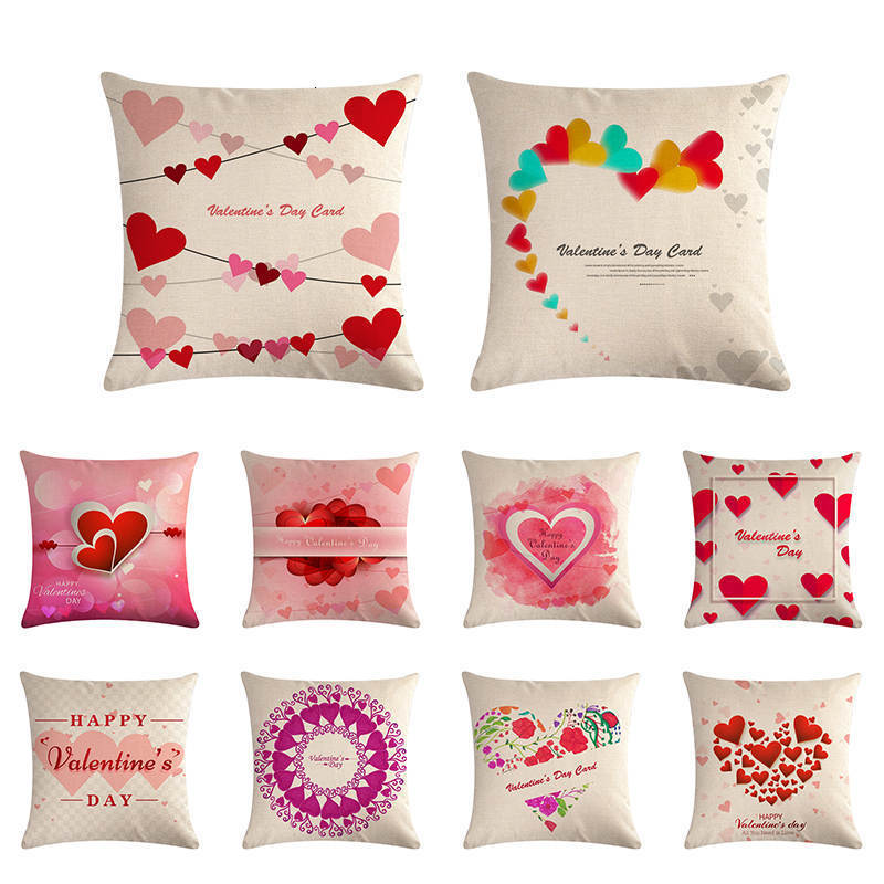 Letter Valentine S Day Heart Love Decorative Cushion Cover Linen