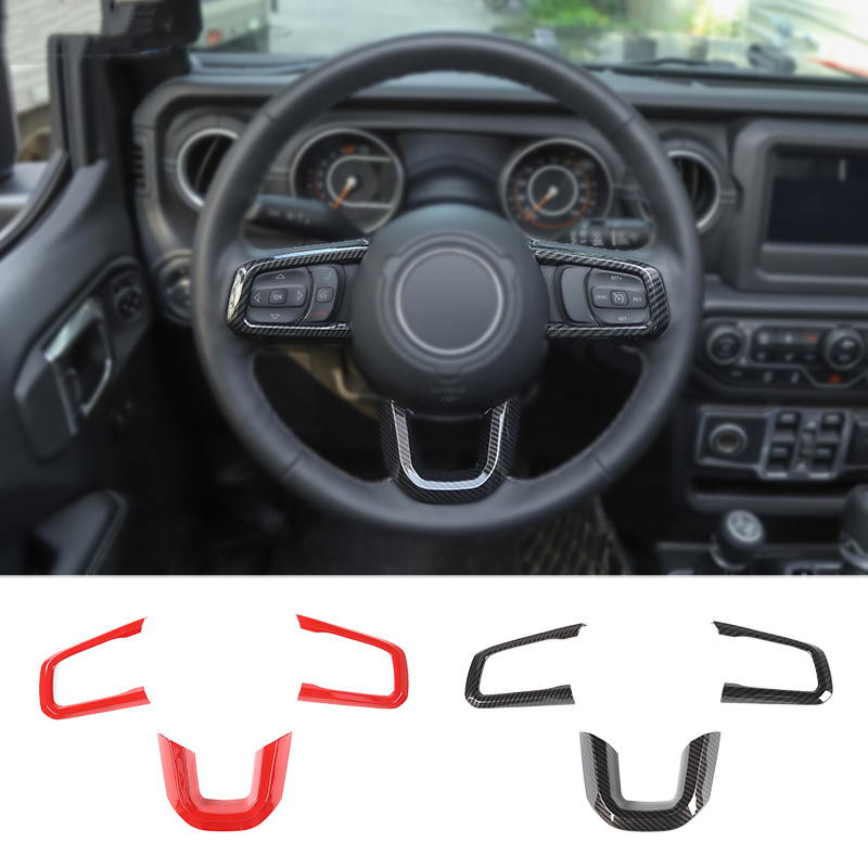 

ABS Steering Wheel Decoration Cover 3PCS For Jeep Wrangler JL JW 2018+ High Quality Auto Exterior Accessories