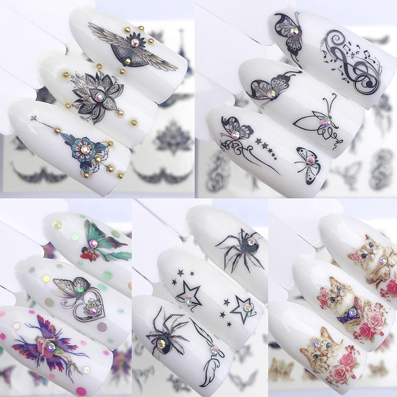 

2 Sheets 19 Style Nail Sticker Flower Animal Fruit Leaf Water Decal Manicure DIY Nail Art Sticker Decoration, 2pcs as shown no.61