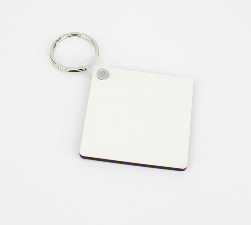 

100pcs One-Sided Sublimation blank MDF Square wooden keychain Thermal transfer print personality advertising custom gift for Bag Parts