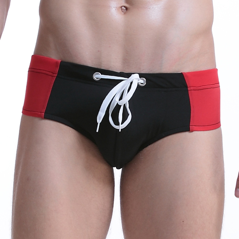 

Colorblock push up padded swimsuit 2020 bandage swimwear waist waist swimming suit for men simple style comfortable classic