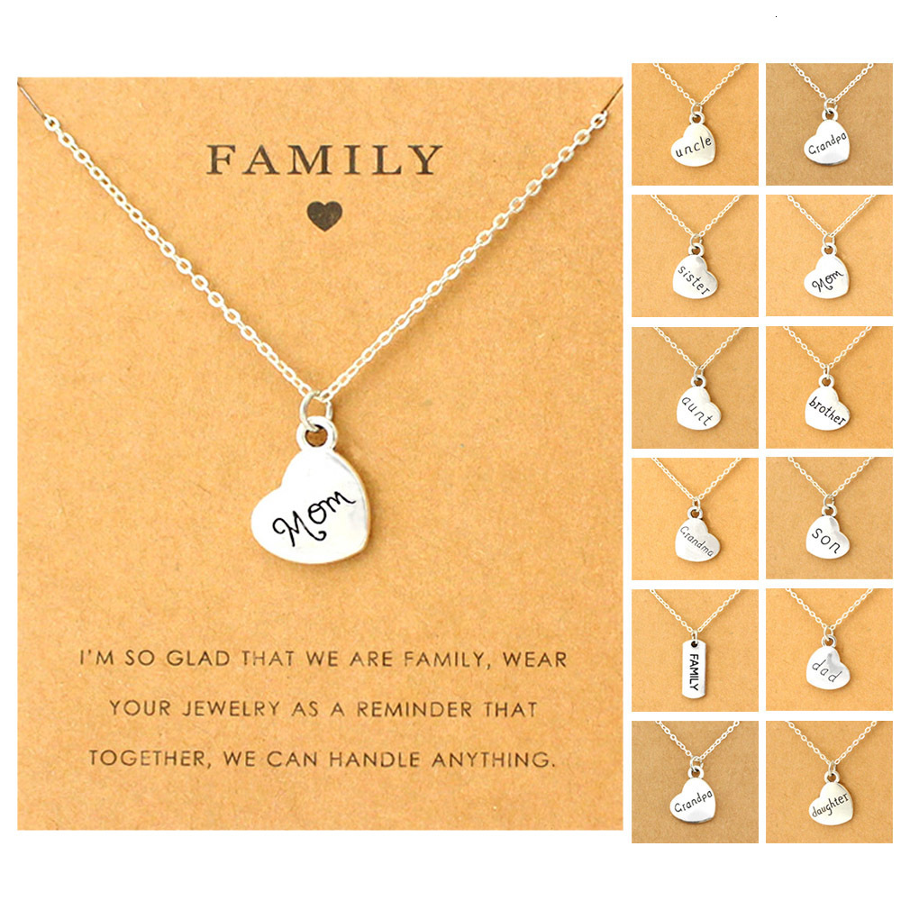 

Mom Grandma Aunt Sister Uncle Daughter Necklace Grandpa Dad Father Brother Son Family Pendants Necklaces Fashion Jewelry Gift