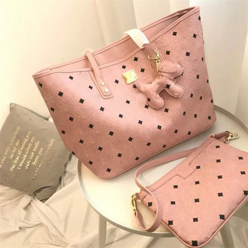 

Pink Handbag Fashion Two Pcs Set High Quality Women Handbags Shoulder Bags 3color Avaliable Hot Fashion Bag Famous Style, Brown