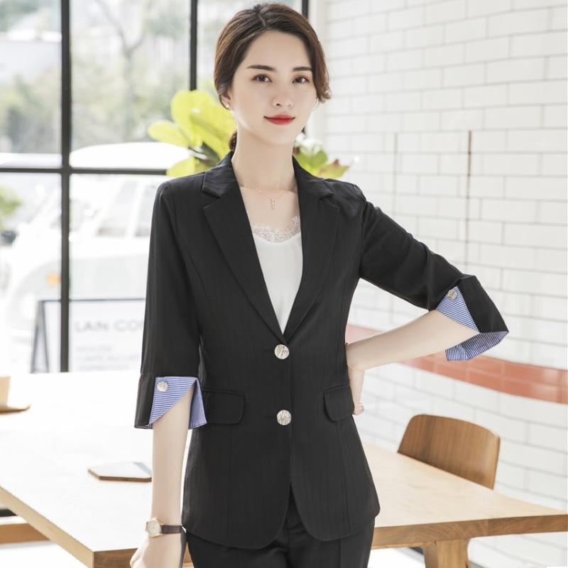 

Fashion Female Black Blazer Women Half Sleeve Jackets Office Ladies Business Clothes Slim Styles