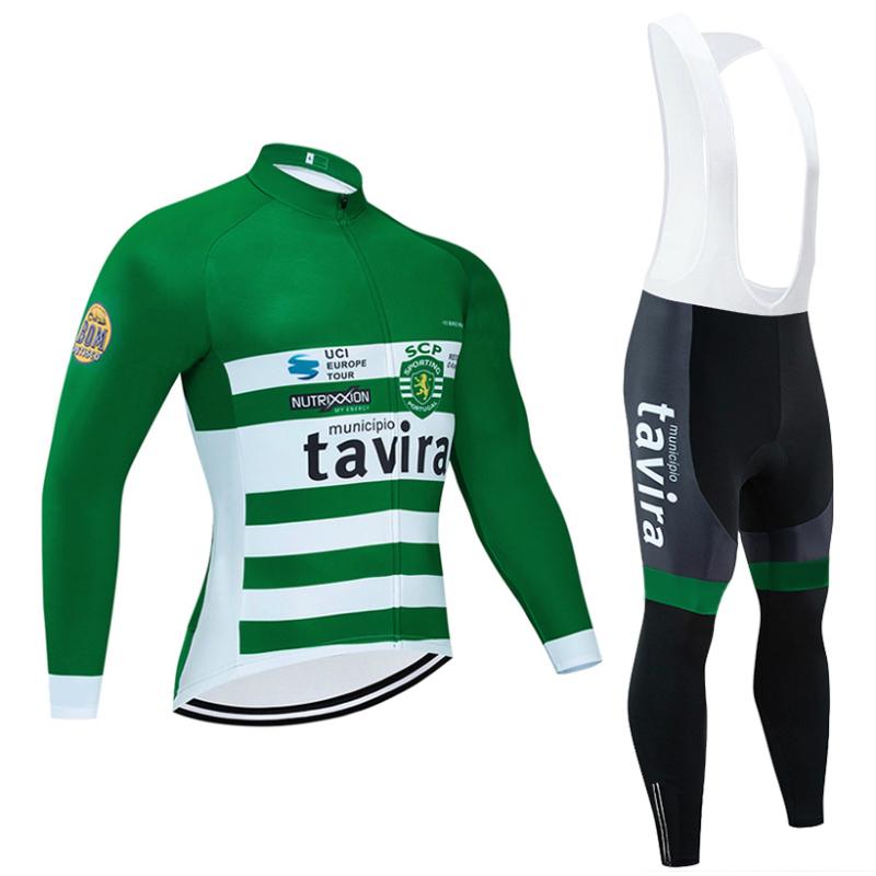

Winter 2020 tavira Long sleeves Cycling JERSEY 20D Bike Pants set mens MTBRopa Ciclismo Thermal Fleece bicycling Maillot Culotte, Army green