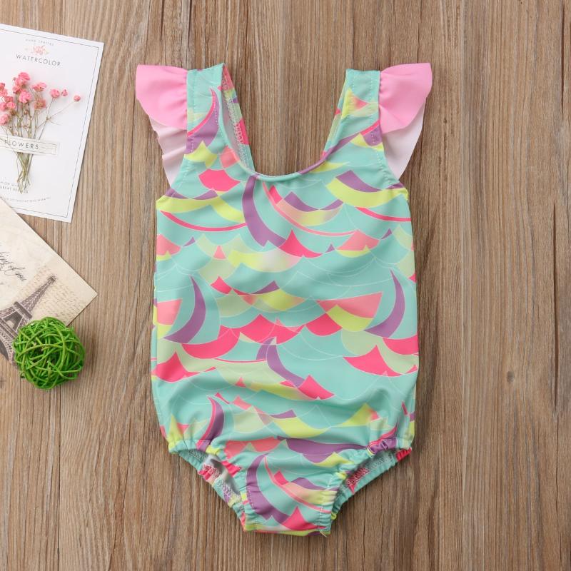 

2020 Brand New Toddler Infant Kid Baby Child Girl Bathing Swimwear Wave One Piece Suit Bowkont Short Style Swimsuit Monokini
