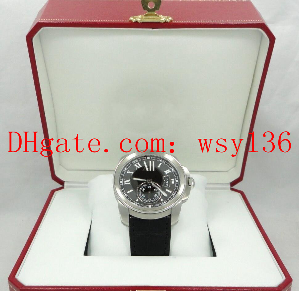 

Top Quality Calibre De Black Dial Stainless Steel Automatic Mechanical Mens Watches W710014 Leather Band Men's Wrist Watches Box