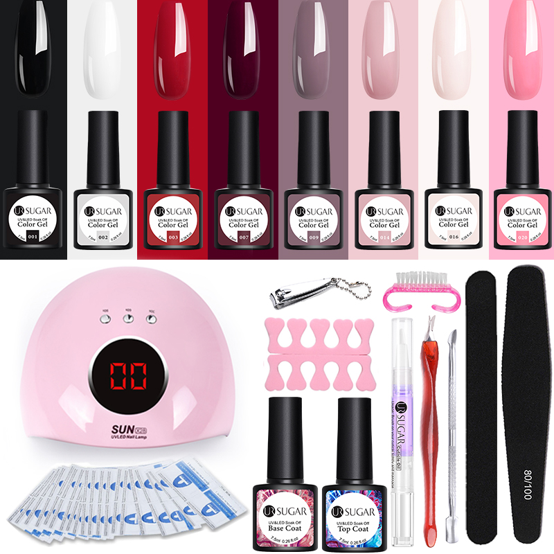 

UR SUGAR Gel Polish Nail Art Manicure Tools Kit 24W UV LED Nail Lamp Dryer Color Gel Polish DIY Tools Set Varnish