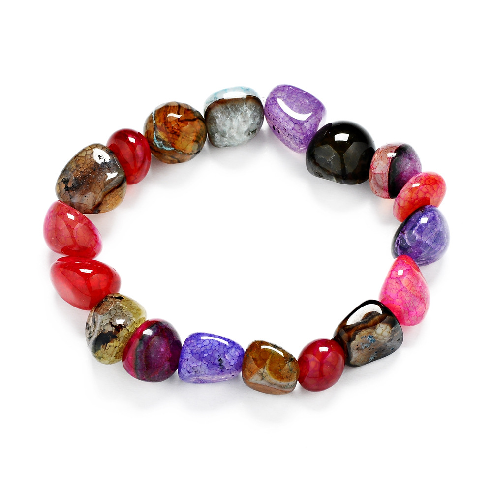 wholesale Irregular Natural Gemstone Hand Strings with Ice Cracks 10*11mm Configured Mixed-color Agate Bracelet SZ3B033 free shipping-image-474096919