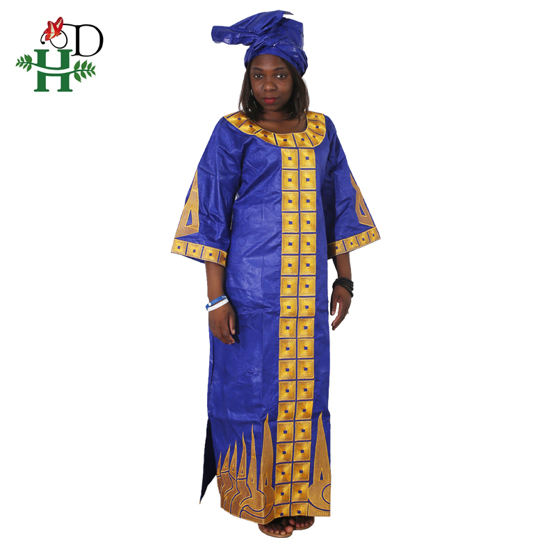 

2019 African Cotton 100% For Women bazin riche dress head wraps African Custom Clothes dashiki