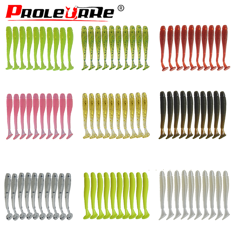 

10pcs Fishing Lures T Tail Wobblers 45mm 0.7g Swimbaits Artificial Silicone Jig Soft Bait 10 Color Carp Baits Pr-200