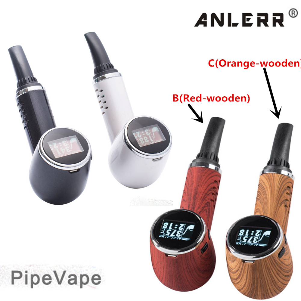 

PipeVape Dry Herb Vaporizer Kit Electronic Cigarettes 1100mAh Temp Control OLED Battery Ceramic Heating Chamber Herbal E Pipe Vape Pen Kit, Orange wood