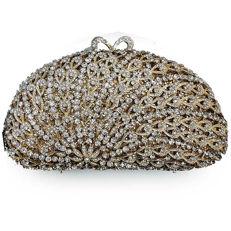 

XIYUAN Shell Shape White Rhinestone Gemstone Purse Women Handbag Evening Crystal Diamond Party Purse Mini Chain Shoulder Bags, Blue