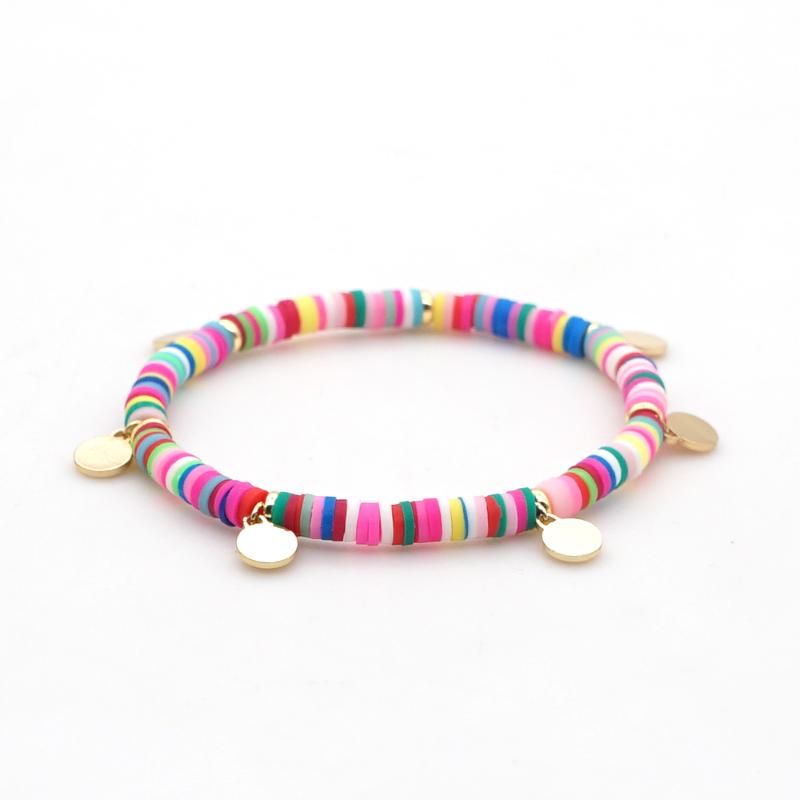 

GO2BOHO Bracelet For Women Charm Bracelets Gifts Boho Jewelry Vinyl Heishi Disc Beaded Pulseras New Handmade Color Armband
