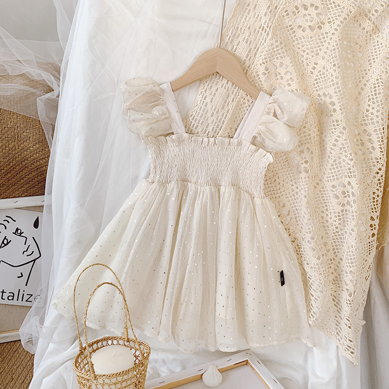 

2020 Summer New Arrival Kids Korean Design Party Dress Kids Dot Princess Dresses Girl Dresses, White