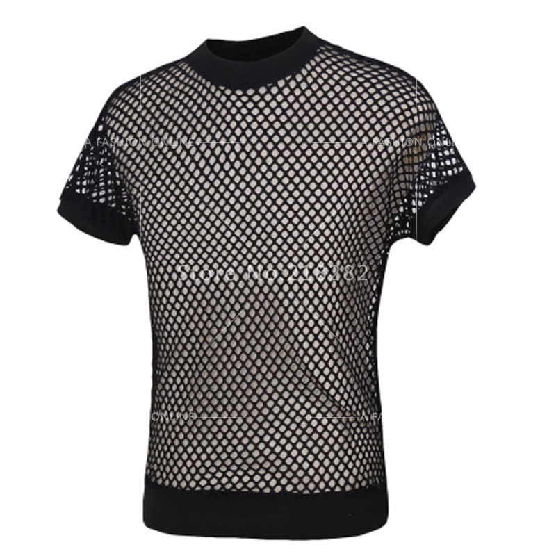 camisa de malla negra hombre