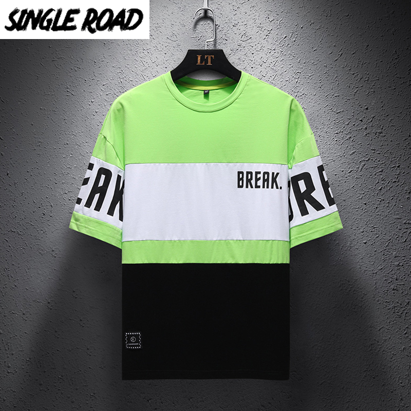 

SingleRoad Man's T-shirt Men 2020 Summer Top Green Patchwork Cotton Hip Hop Harajuku Tshirt Punk Japanese Streetwear T Shirt Men, Blue t-shirt men