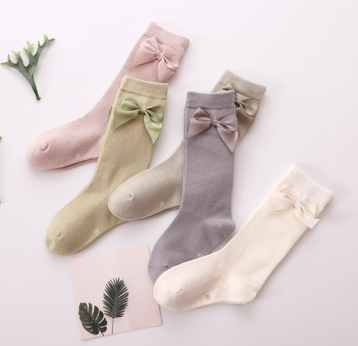 baby long socks with bows