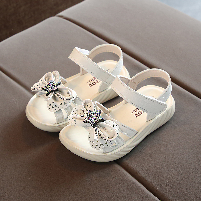 

Girls Sandals Summer New Grin Fashion Children's Soft Bottom Shoes Baby Bowknot Princess Sandals Kids