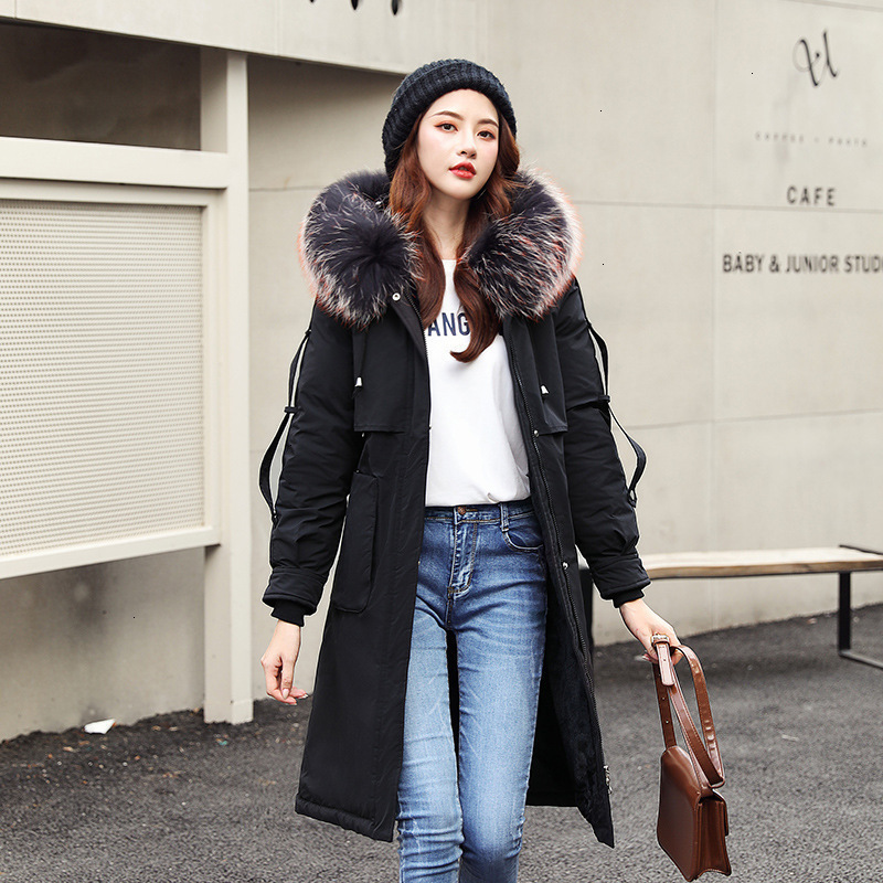 

Winter Parkas Jacket 2019 Winter Artificial Lamb Velvet Thick Section Warm Fashion Fur Collar Hooded Jacket Coat Parkas