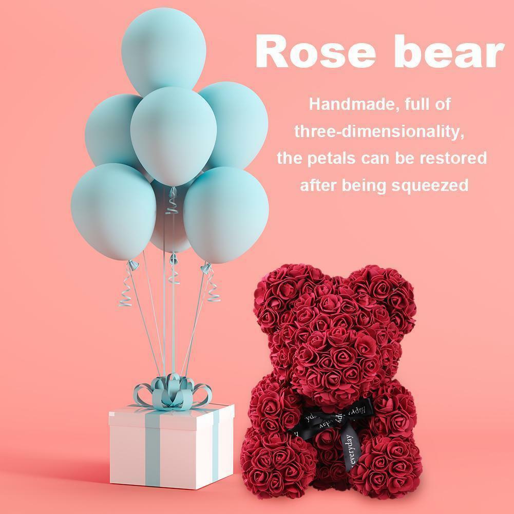 

Rose Bear Teddy Bear Artificial Foam Roses for Window Display Forever Rose Everlasting Flower Wedding Valentines Gifts, 3m light