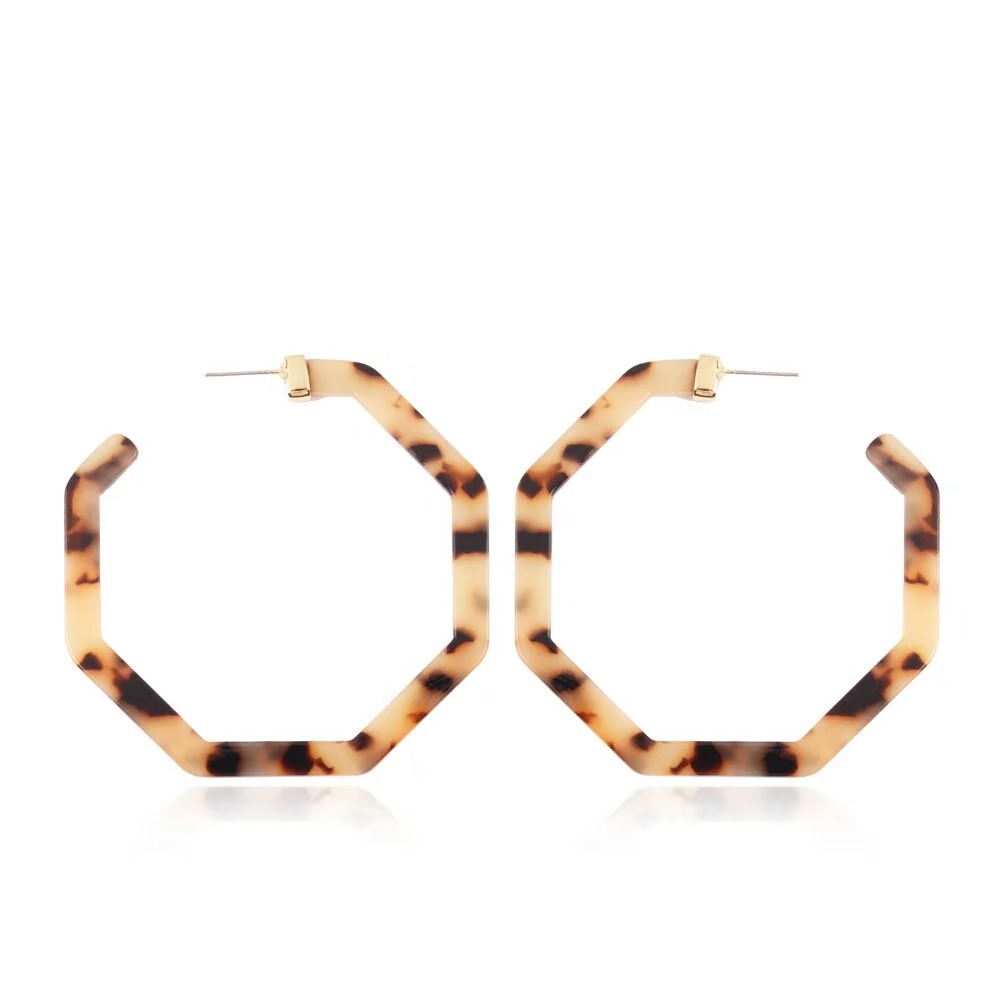

Wholesale- Print hoop earrings for women retro resin Acrylic Leopard Print huggie earring girl western hot sale designer jewelry four colors