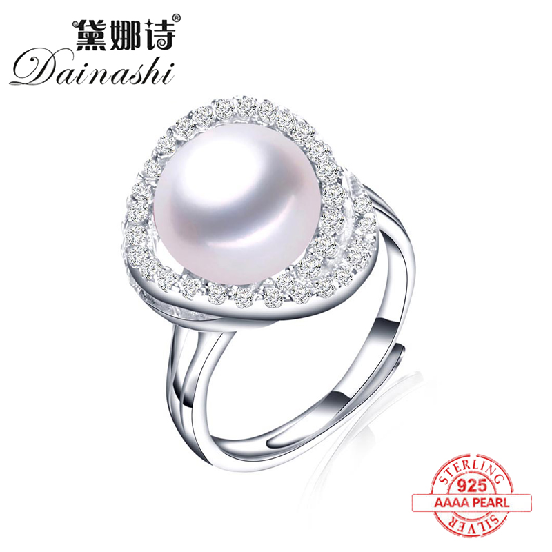 

Cluster Rings 2021 Fashion Black 100% Pearl Ring High Quality Freshwater Jewelry For Women Mother's Day Gift 925 Silver Zircon