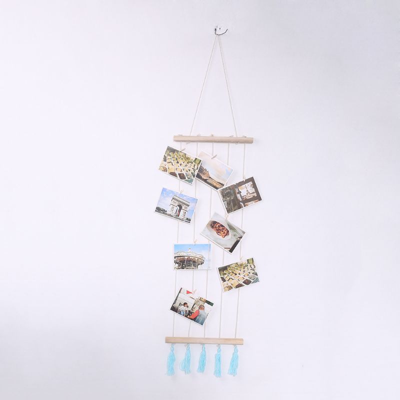 

Nordic DIY Wooden Wall Hanging Picture Frame Collage Macrame Wall Decor Postcard Photo Display Home Decoration