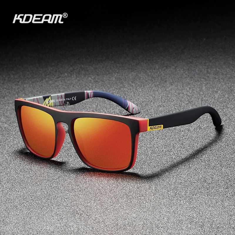 

KDEAM Flat Top Polarized Men Sunglasses Square Unrivaled Colors Mirror Sunglass Casual Shades With Hard Case Category 3