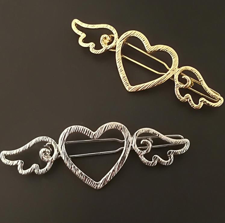 

Fashion Metal Hair Clips Cupid Wings Hair Jewelry Sweet Barrettes Hairpins Ladies Girls Headwear 6.8cm gold silvery, Multi-color