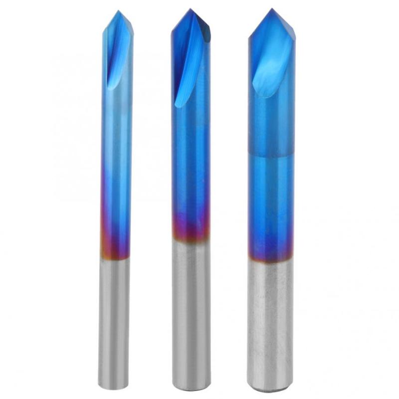 

Chamfer Cutter 90 Degrees Chamfer End Mill 2 Flute Blue Coating Tungsten Steel Cemented Carbide Hand Tool Drill Bits For