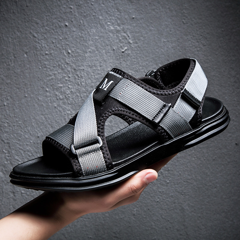 

Open-toed Men Sandals 2020 Summer Fashion Beach Shoes Comfortable Sandals Ladies Non-slip Flat Men Sandalias Creek Shoes, Black