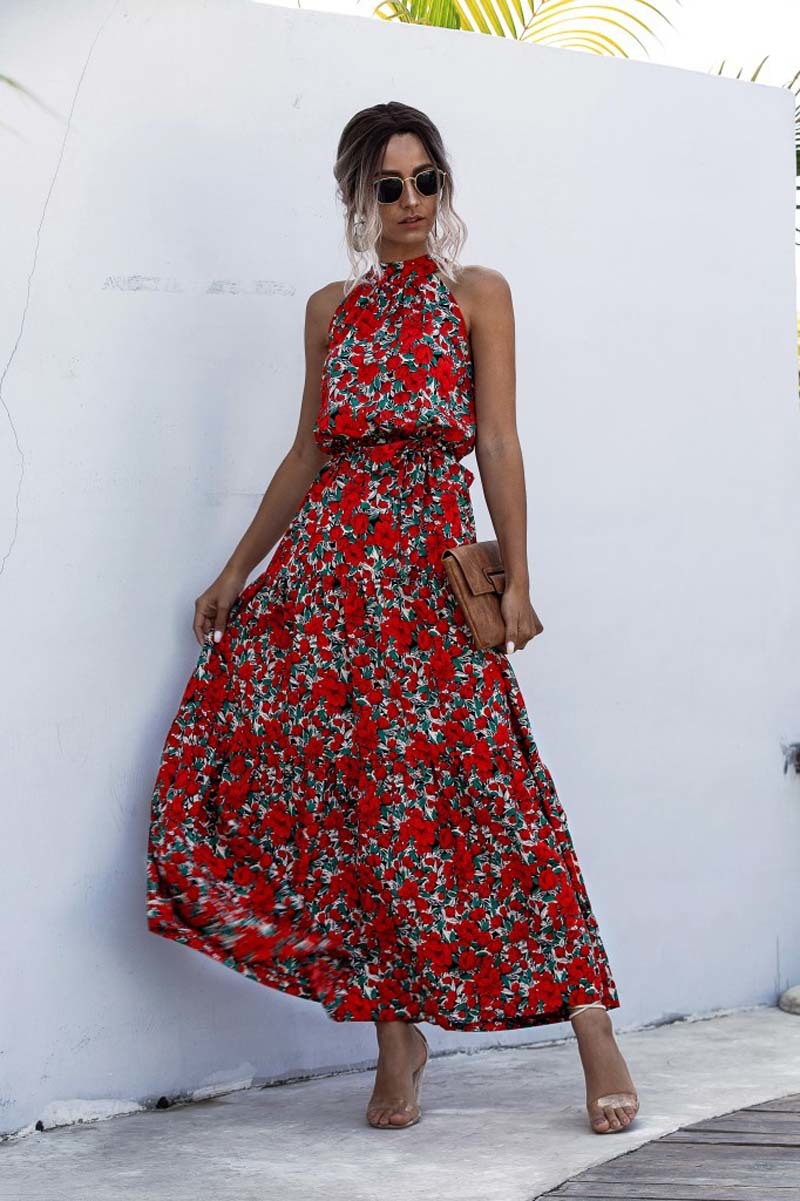 ladies red summer dress