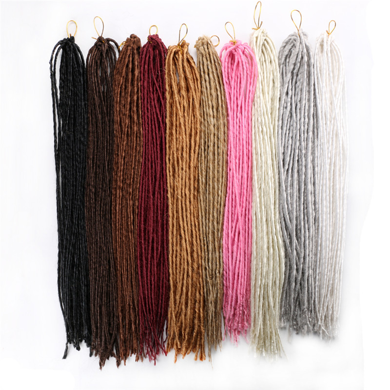 

LANS 20 inch Synthetic Braiding Hair Extensions Dreadlocks 24 strands 100g/pc Crochet Braids Hair White Blonde Black Color LS35Q