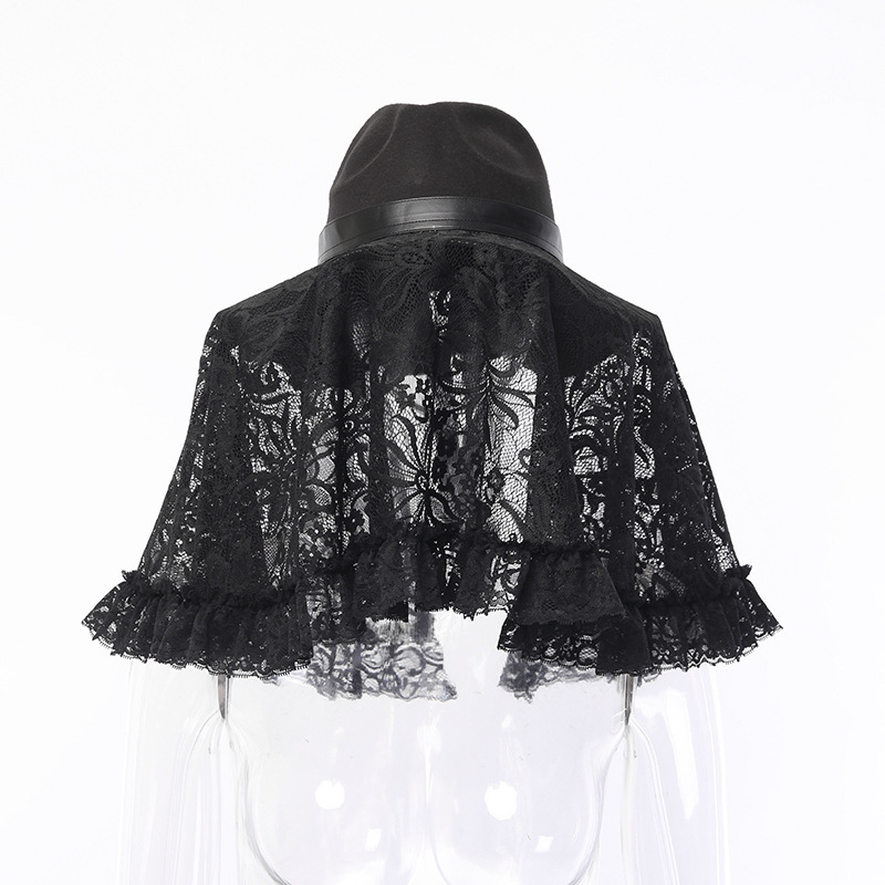 New Novelty Black Gothic Hat With Lace Veil Shawl Womens Fashion Lolita ...