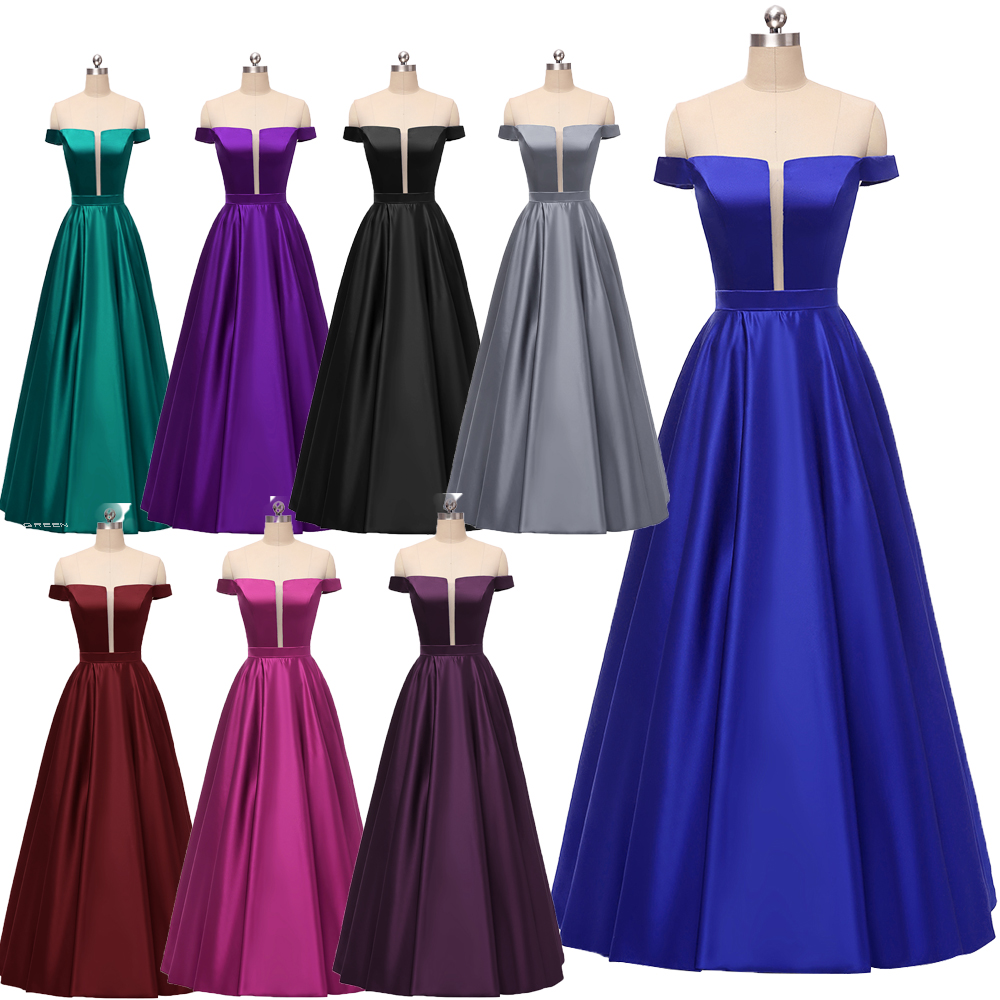 

Elegant Off the Shoulder Royal Blue Evening pageant Dresses 2019 Sexy Plus Size Long Satin Prom Formal Gowns with Lace Up Back, Gray