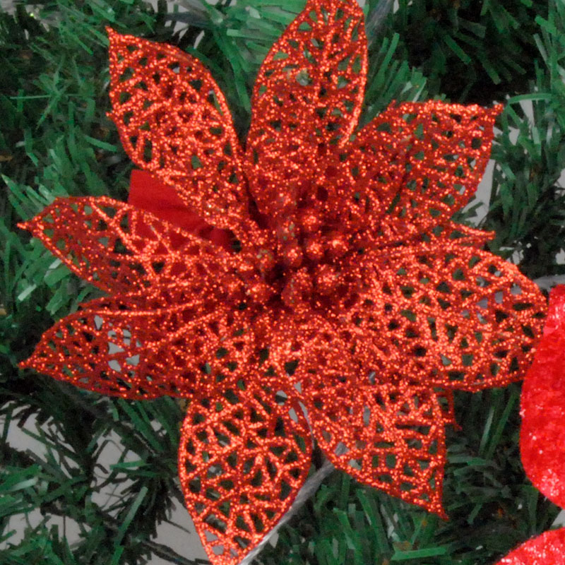 

10pcs Artificial Hollow Flowers Beautiful Ornament Hanging on The Christmas Tree Wedding Christmas Valentine's Day Decorations