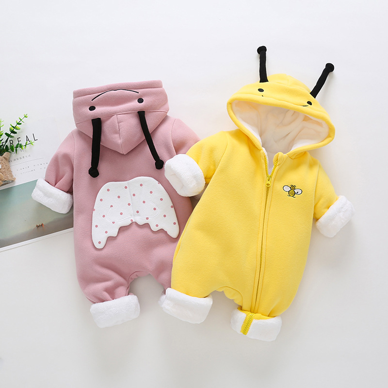 

Winter Newborn Baby Romper for Baby Boy Clothes Thick Warm Cartoon Jumpsuit Overall Infant Rompers Girl Clothing, Pink