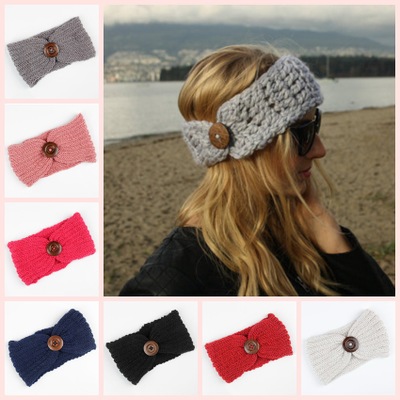 

Women Knitted Headband Crochet Headwrap Buckle Turban Sports Button Hairband Fashion Head Band Winter Ear Warmer Hair Accessories YFA22