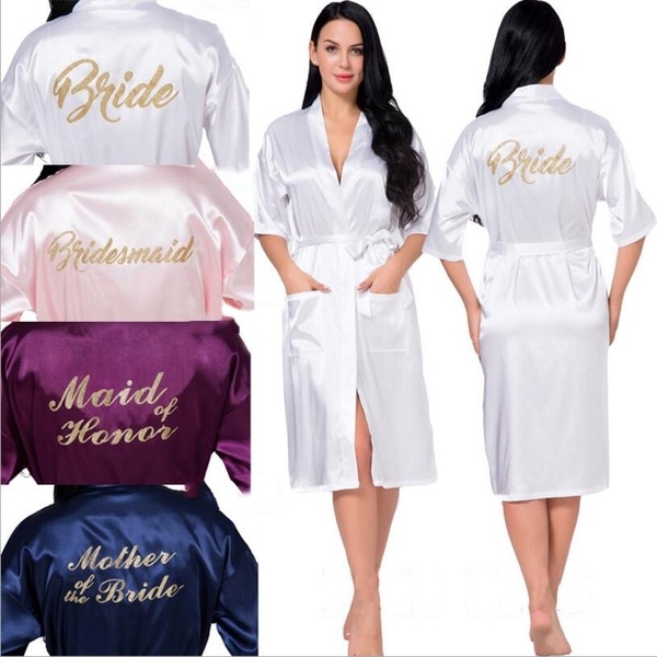 

2021 Fashion Brides Bridesmaid Robes For Wedding Night Party Sheath Ladies Sleepwear Half Sleeves Mohter Of Bride Maid Of Honor Robes AL2503
