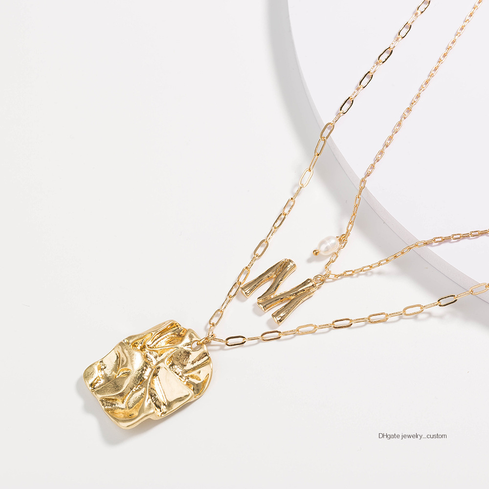 

Popular Multi-storey Necklace Natural Freshwater Pearl Small Letter Pendeloque Cut